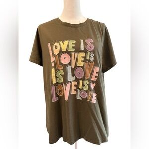 XL Sonoma green love is love pride rainbow shirt top short sleeve lgbtq